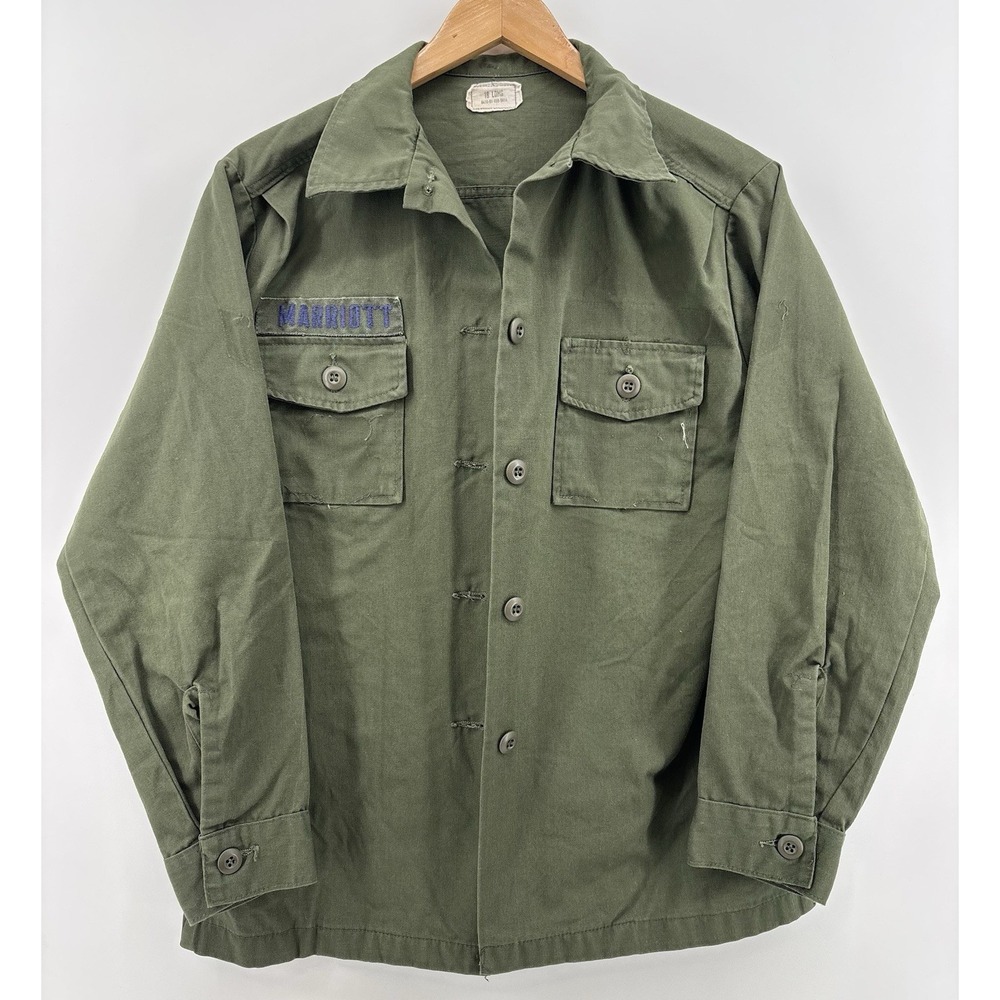 Vintage Vietnam OG 507 Military Durable Press Utility Women Shirt 18 LONG Olive